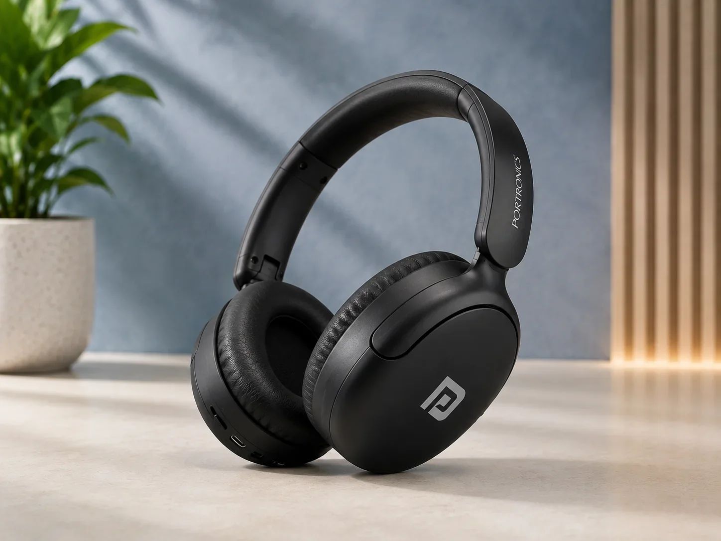 Portronics SoundWave Pro Wireless Over-Ear Headphones – Matte Black