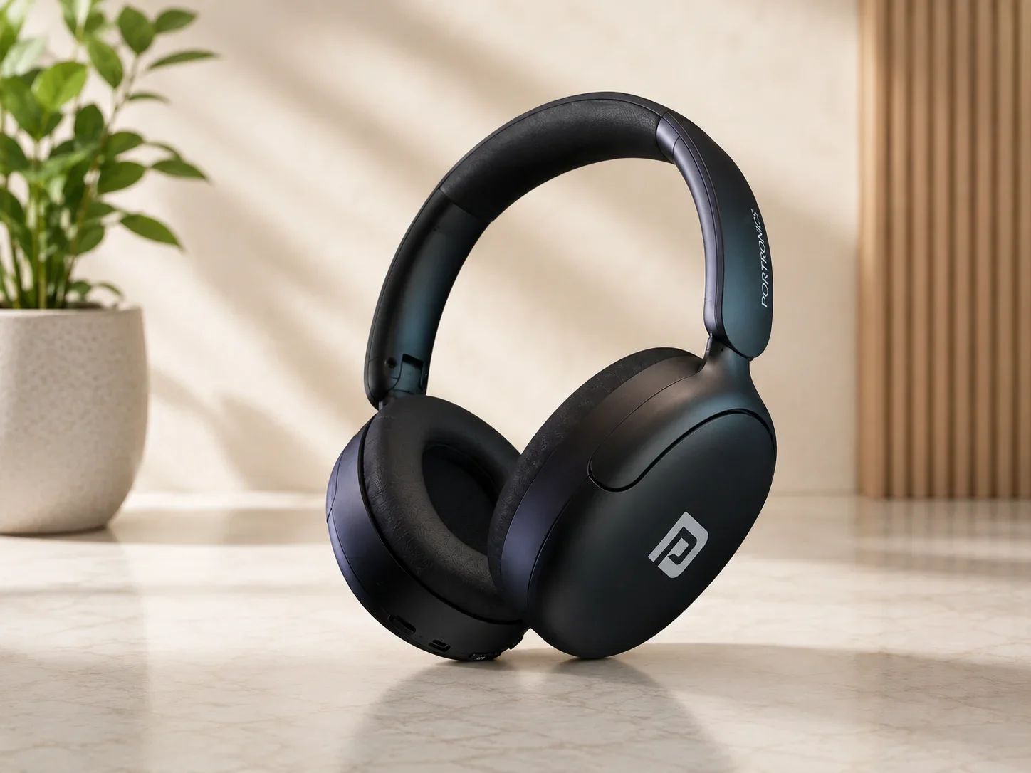 Portronics SoundBlast Studio Wireless Over-Ear Headphones – Midnight Blue & Slate
