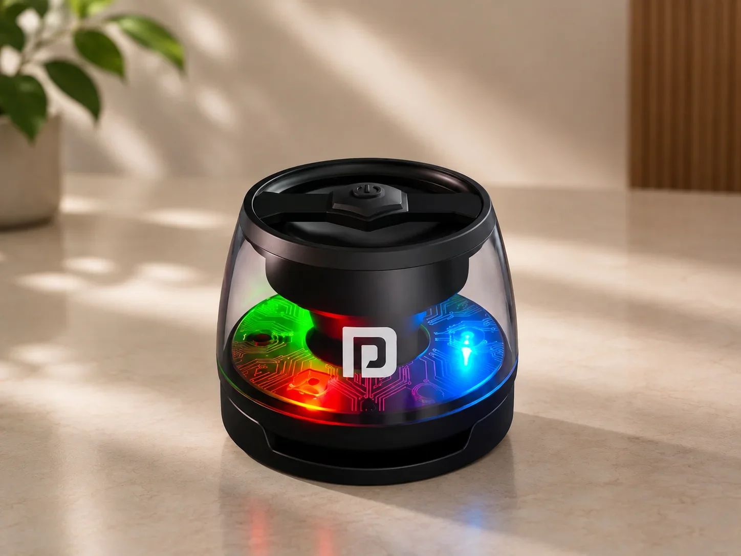 Portronics Transparent LED Wireless Speaker with Circuit Design Base