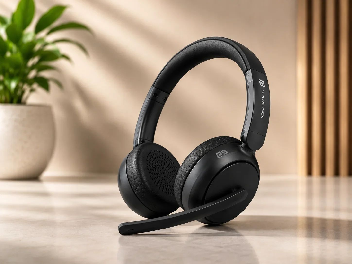 Portronics Wireless On-Ear Headset with Boom Mic for Office & Remote Teams