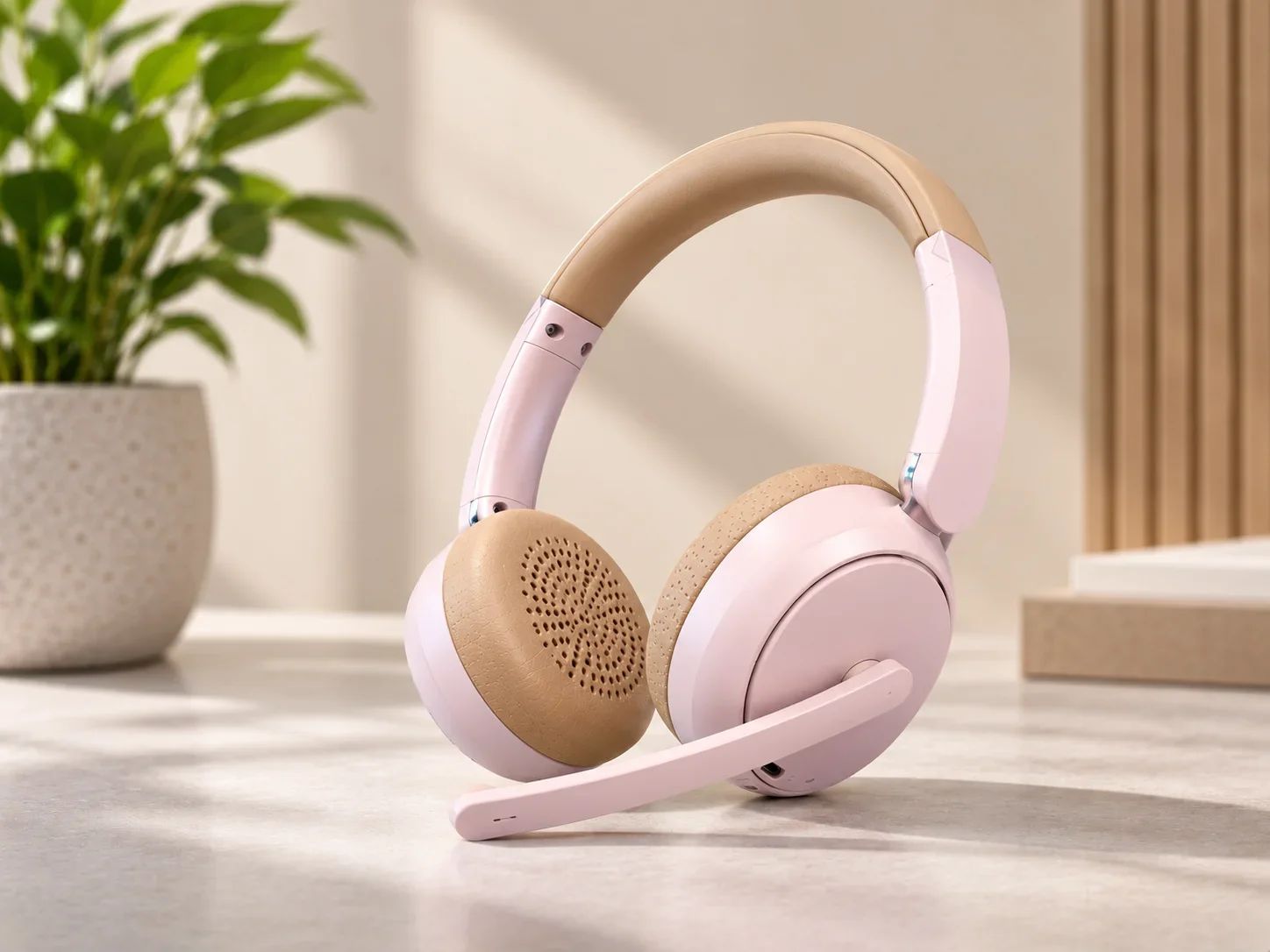 Portronics Pastel Pink On-Ear Headset with Mic for Corporate Gifting