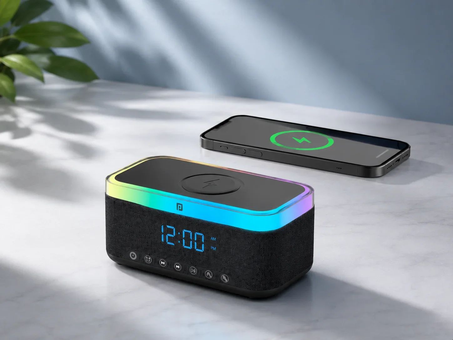 Portronics Multi-Function Alarm Clock Speaker with Wireless Charging Pad