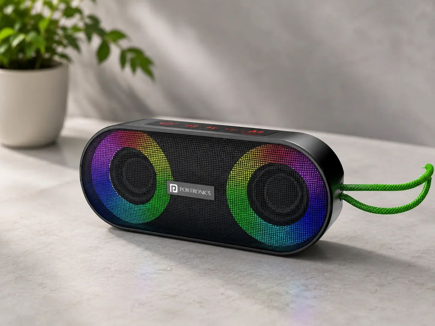 Portronics Dual Driver Stereo Speaker with Dual LED Light Rings