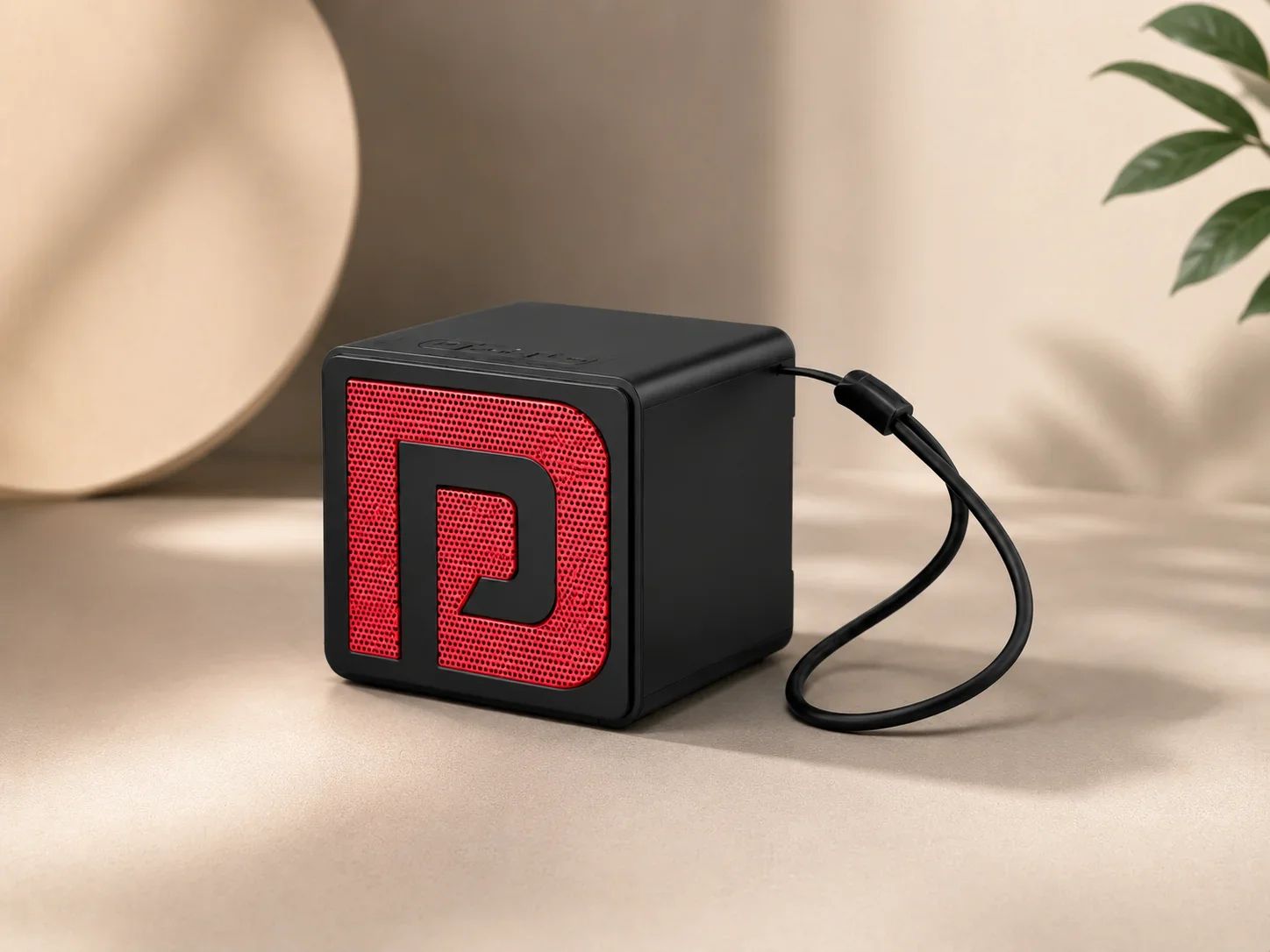 Portronics Compact Cube Bluetooth Speaker with Contrast Brand Grille & Carrying Cord