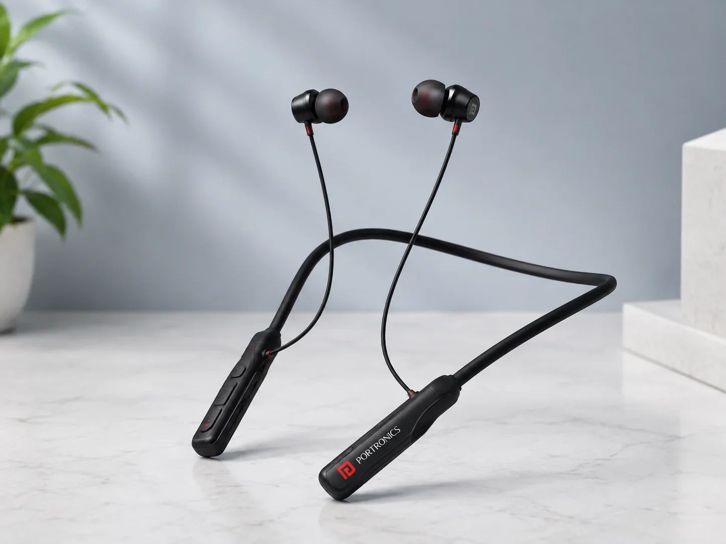 Portronics Sporty Black & Red Wireless Neckband for Corporate Gifting