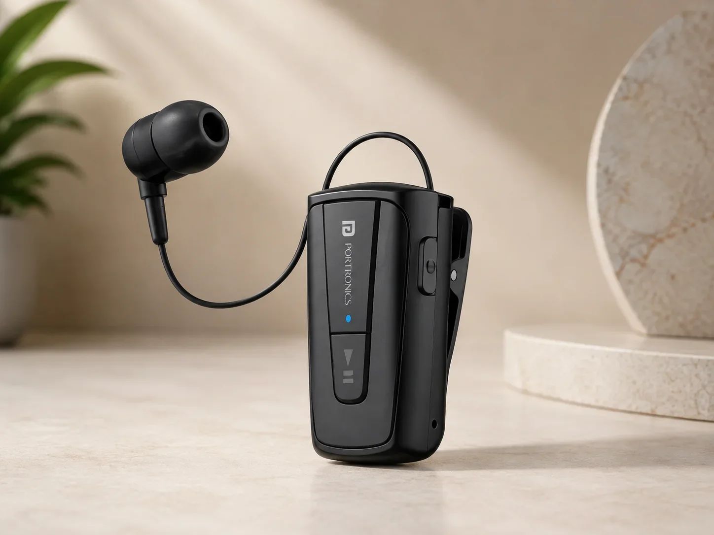 Portronics Retractable Clip-On Mono Earpiece for Executive Communication