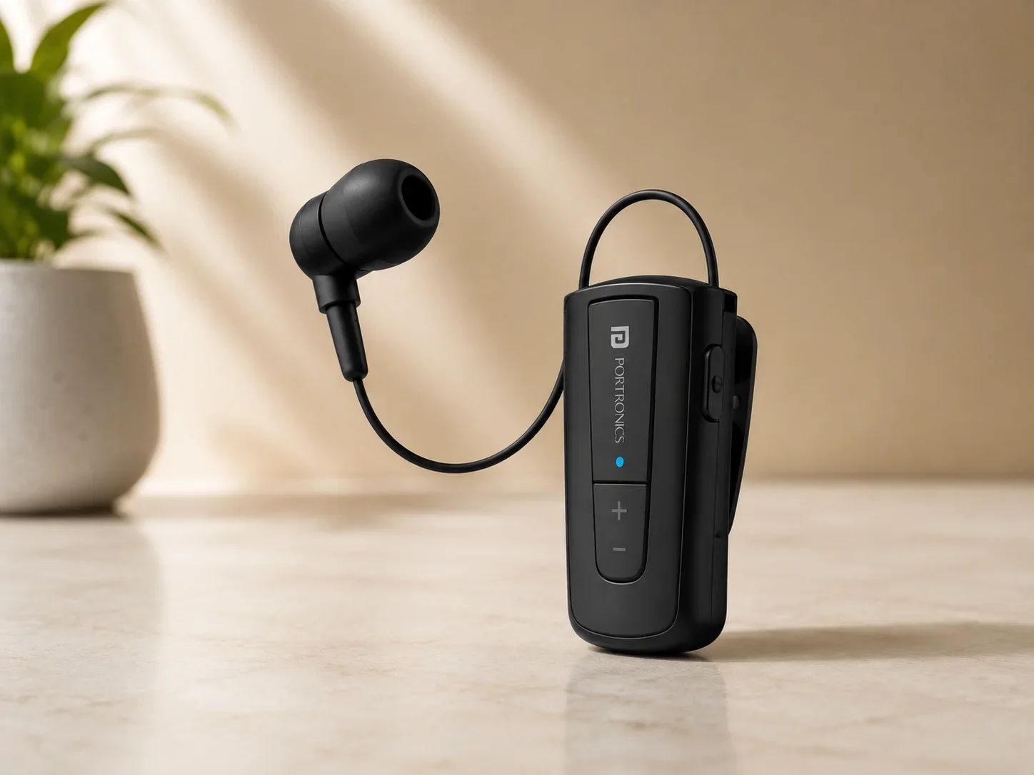 Portronics Retractable Clip-On Hands-Free Headset for Corporate Mobility