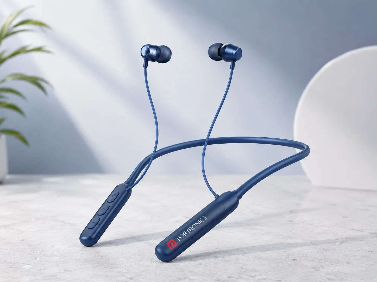 Portronics Deep Blue Metallic Wireless Neckband for Corporate Gifting
