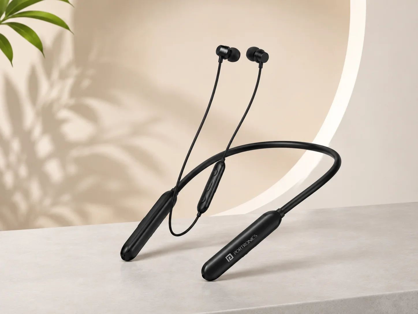 Portronics Slim Black Wireless Neckband with In-Line Pod for Corporate Gifting