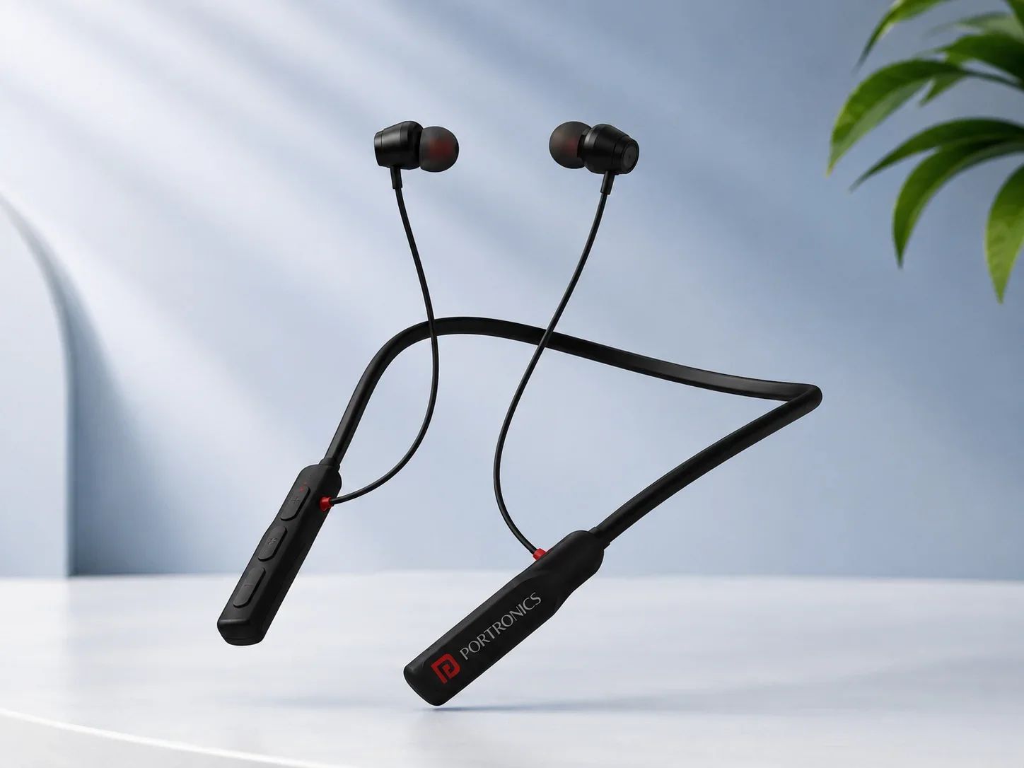 Portronics Matte Black Flexible Neckband Headset for Corporate Gifting