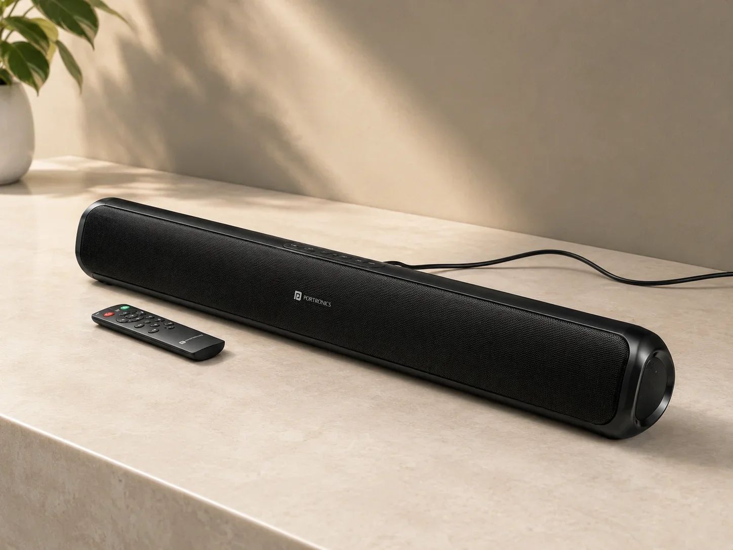 Portronics Rounded Portable Wireless Soundbar with Remote for Corporate Gifting