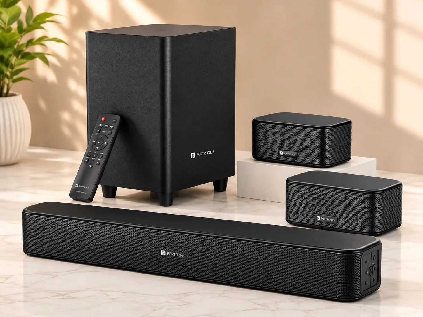 Portronics Surround Soundbar System with Subwoofer & Satellite Speakers for Executive Gifting
