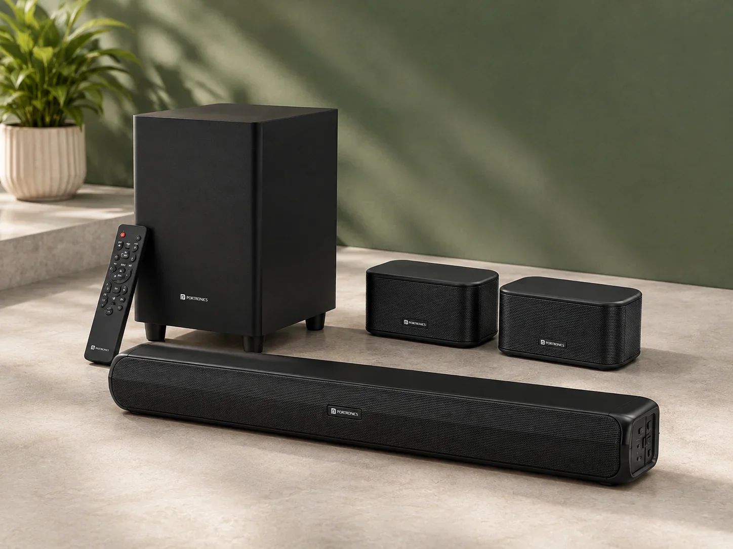 Portronics 5.1 Surround Soundbar System with Subwoofer & Dual Satellite Speakers for Corporate Gifting