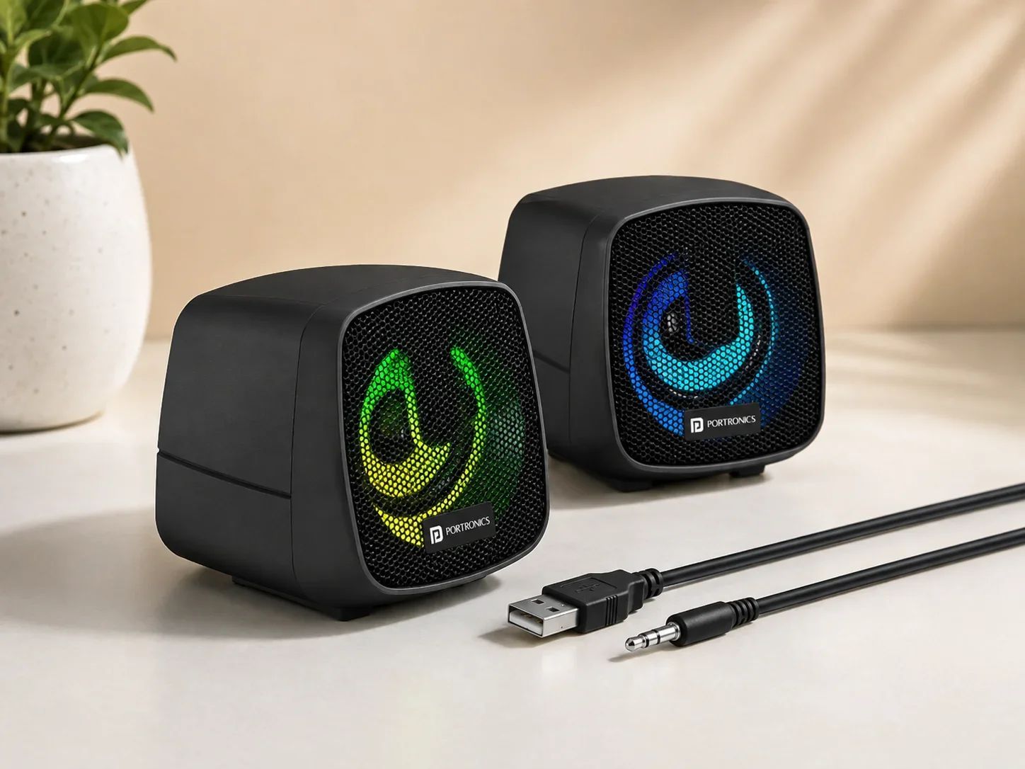 Portronics In Tune 6 2.0 RGB Mini Multimedia Desktop Speakers for Corporate Gifting