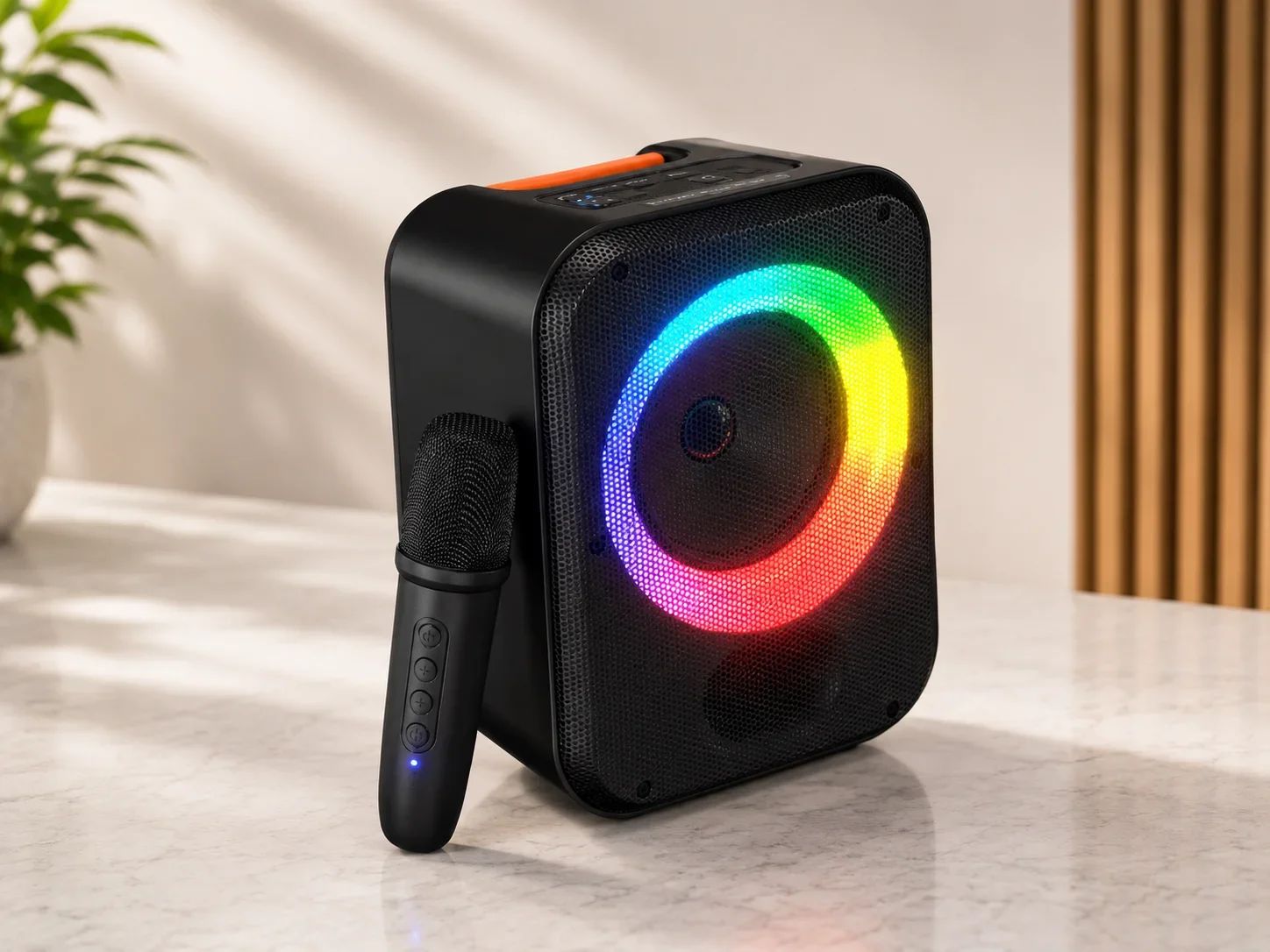 Portronics Portable Mini Bluetooth Karaoke Speaker with RGB Ring Light & Wireless Mic for Corporate Gifting
