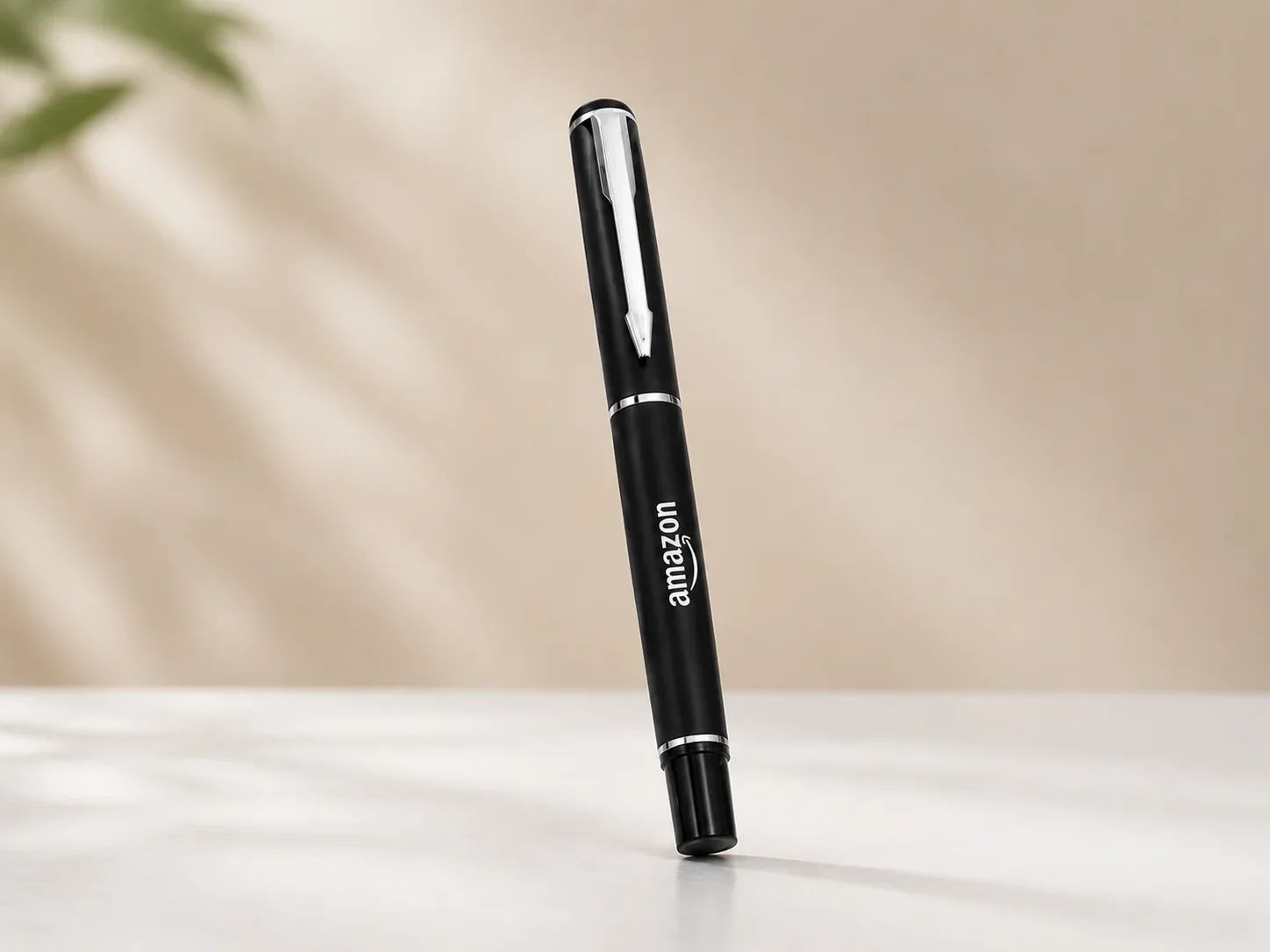 Executive Matte Black Metal Rollerball Pen with Chrome Clip