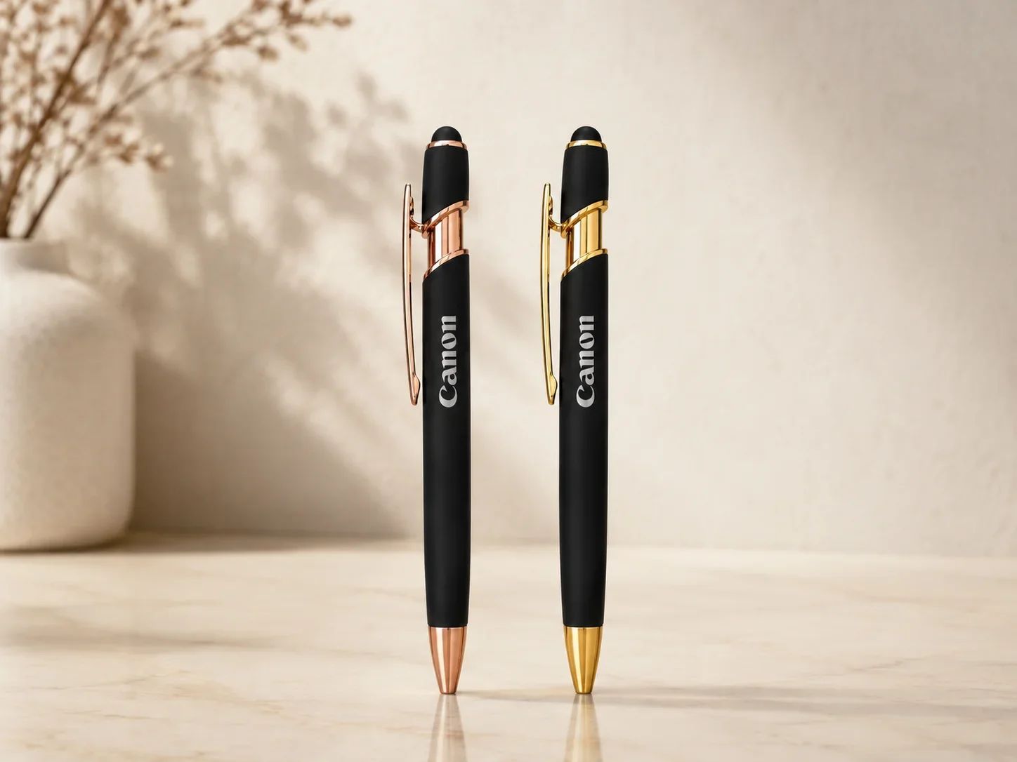 Dual-Tone Metallic Trim Stylus Pens (Rose Gold & Classic Gold Options)