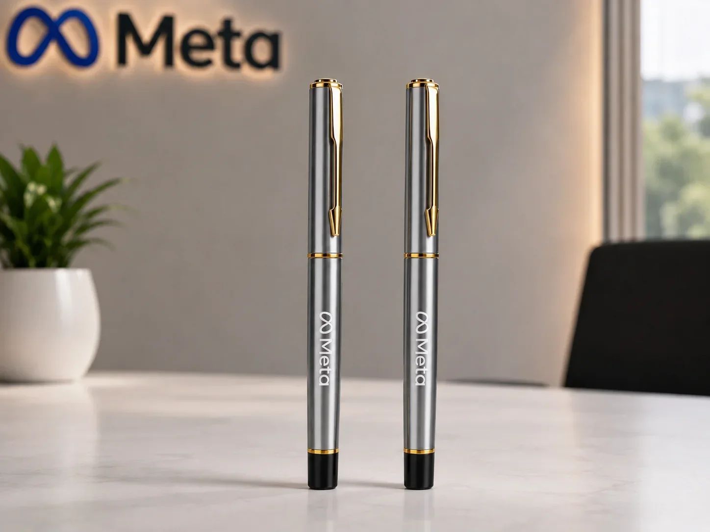 Meta Sovereign Metallic Brushed Silver & Gold Executive Pen Set – Pack of 2