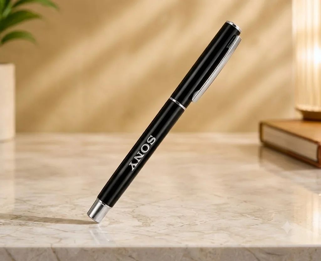 Sony ApexCraft Capped Gloss Black & Silver Rollerball Pen