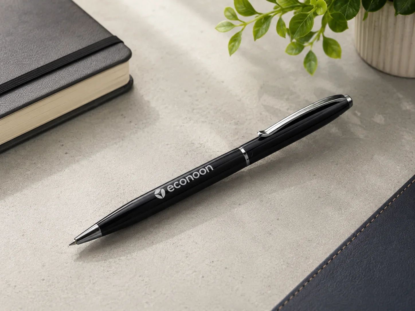 Econoon Sovereign Gloss Black & Chrome Executive Ballpoint Pen