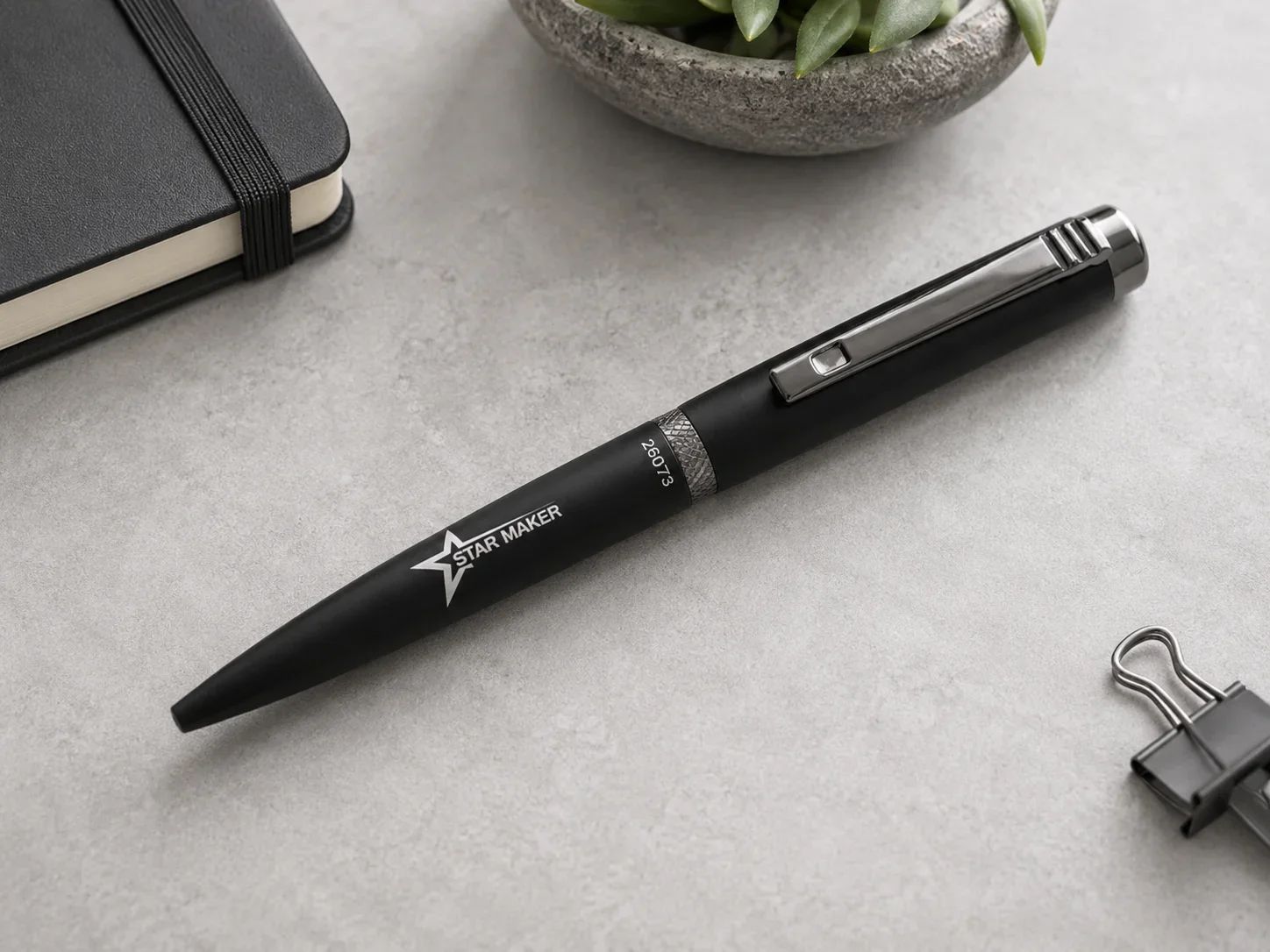 STAR MAKER StealthCraft Textured Gunmetal & Matte Black Executive Ballpoint Pen