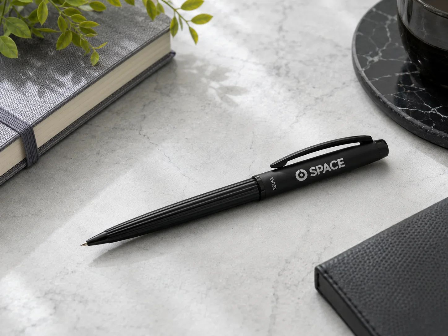 SPACE StealthCraft Fluted Grip All-Black Matte Executive Ballpoint Pen