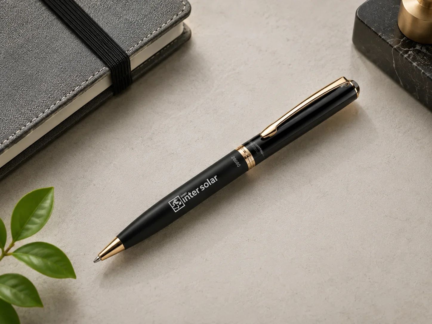 Inter solar Sovereign Matte Black & Gloss Cap Gold-Trimmed Ballpoint Pen