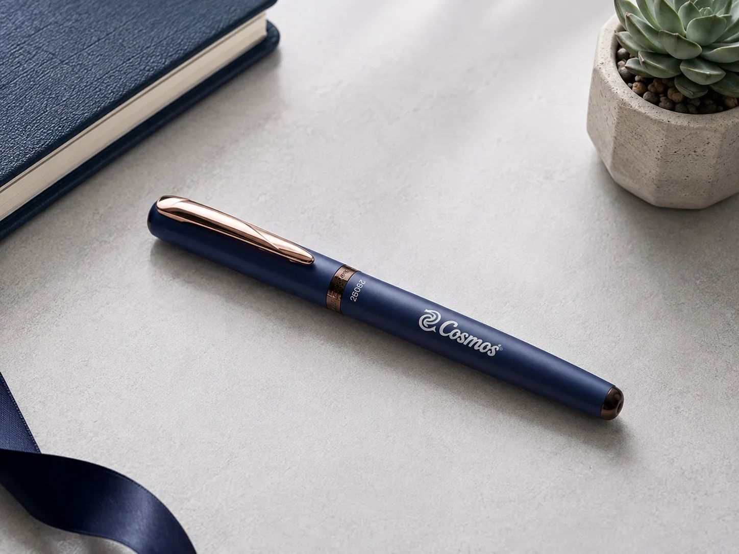 Cosmos StealthCraft Matte Navy Blue & Rose Gold Ballpoint Pen