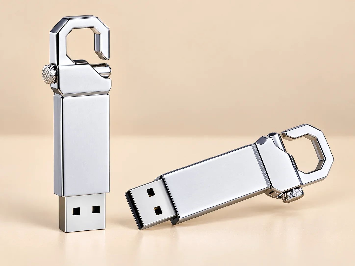 Premium Heavy-Duty Metal Carabiner Keychain USB Flash Drive
