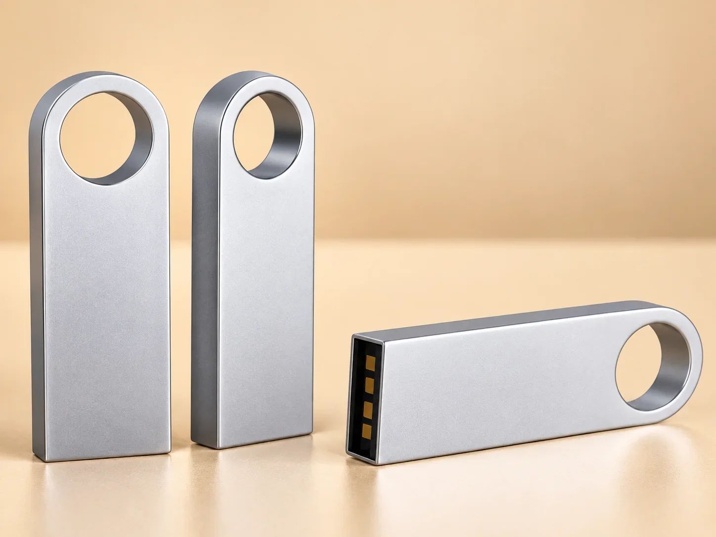 Ultra-Slim Metallic Ring Keyring Metal USB Flash Drive