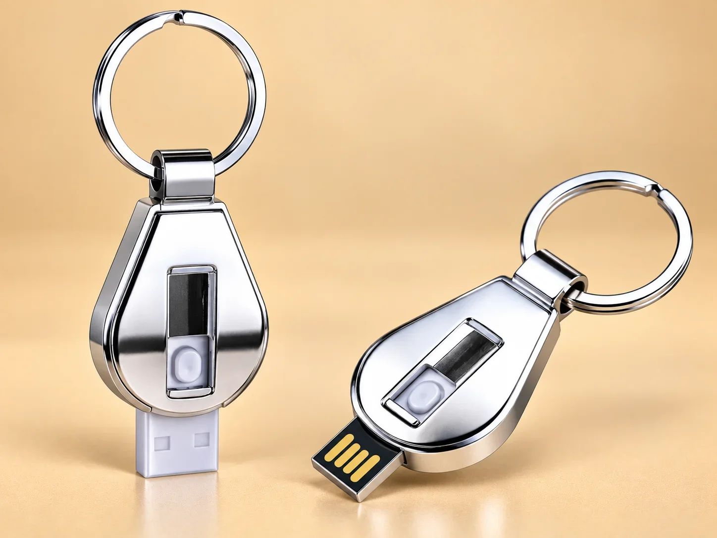 Teardrop Metal Retractable Keyring USB Flash Drive