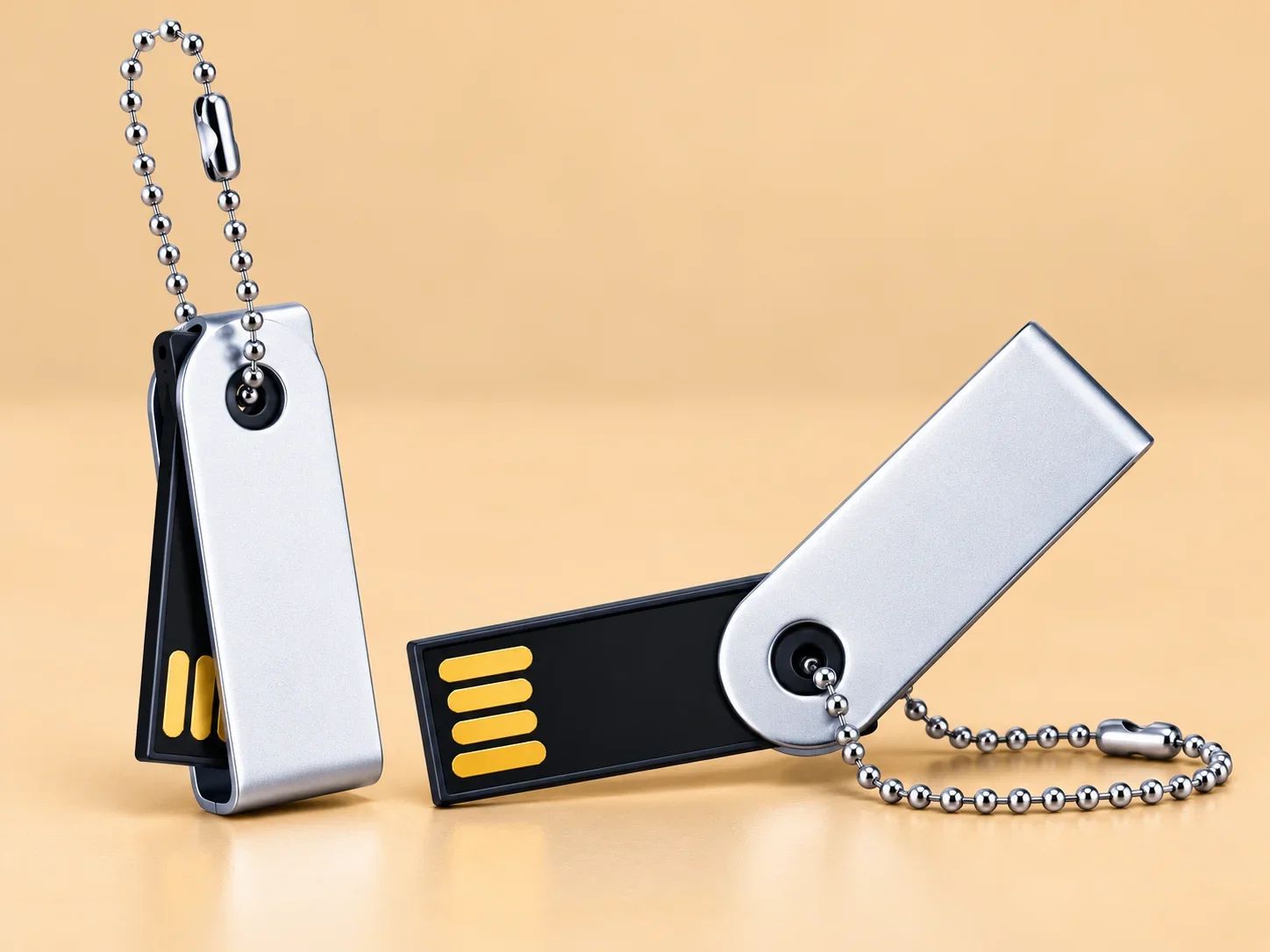 Metallic Swivel Ball Chain USB Flash Drive