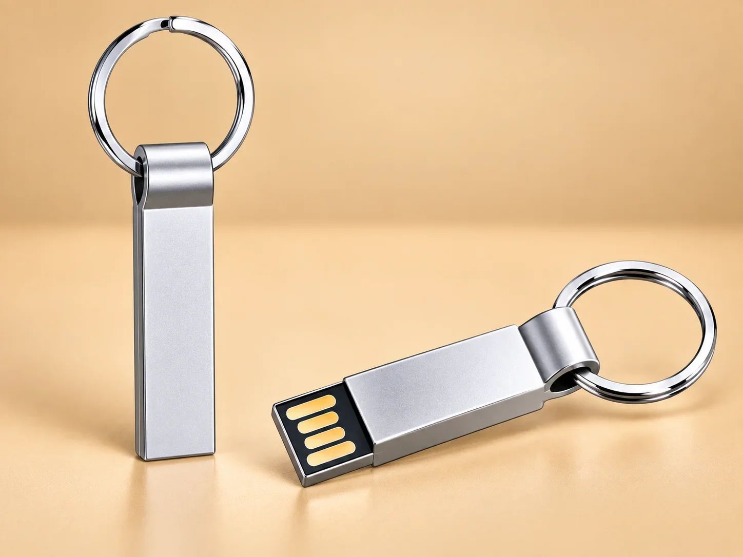All-Metal Cylindrical Loop Keyring USB Flash Drive