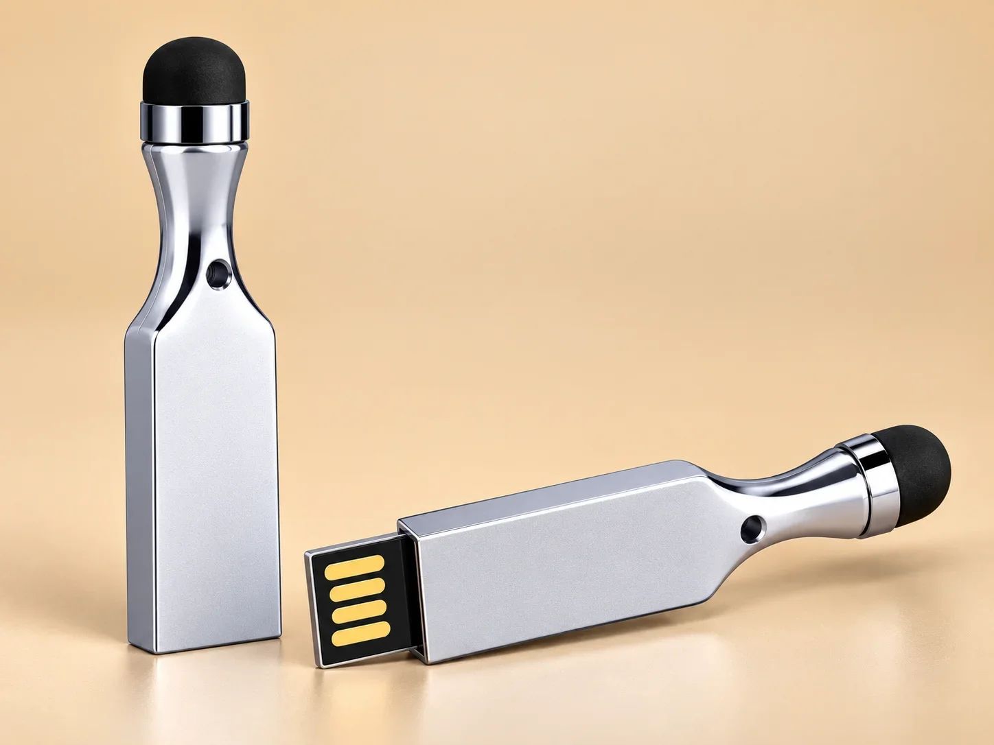 Ergonomic Metal USB Flash Drive with Soft Stylus Tip