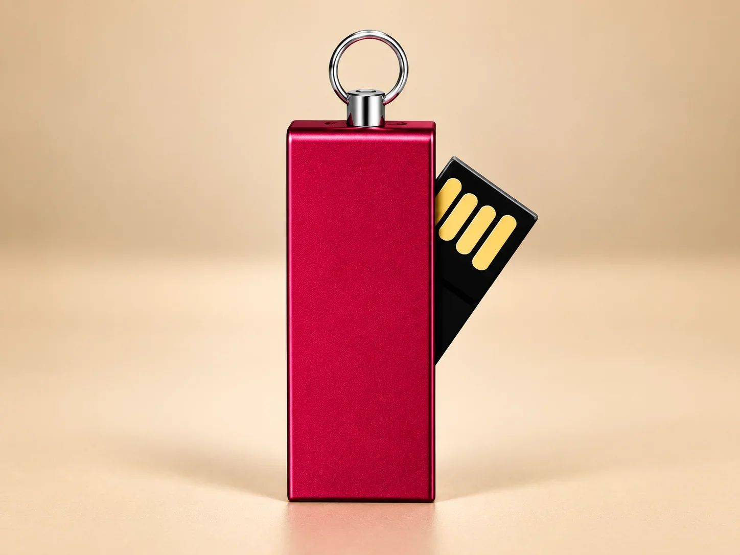 Anodized Red Rectangular Swivel USB Flash Drive