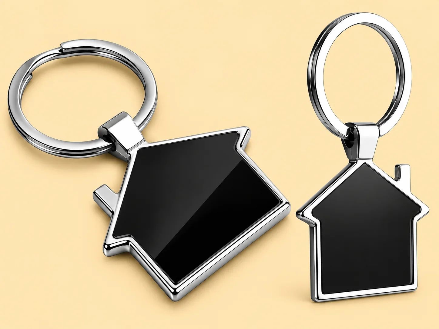House-Shaped Metal USB Flash Drive with Glossy Black Inlay