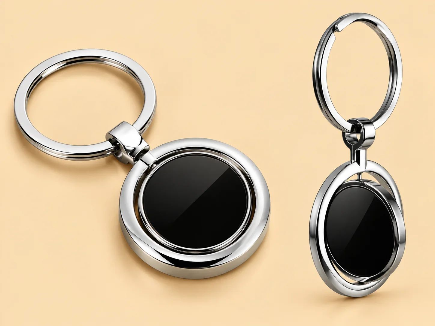 Circular Swivel Metal USB Flash Drive Keyring