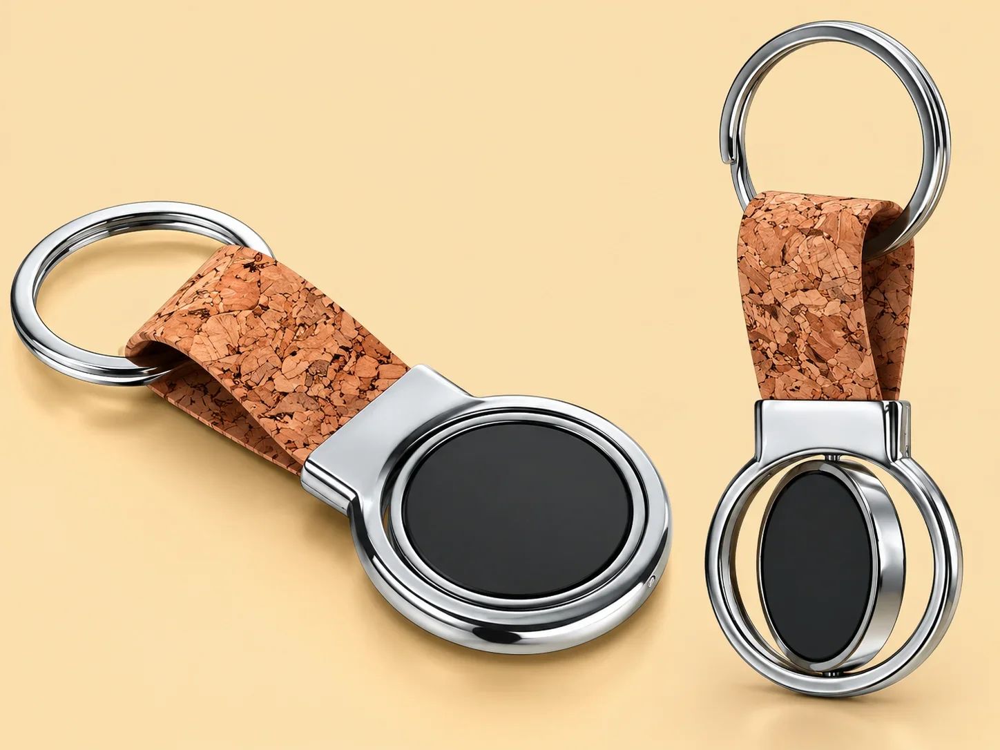 Eco-Friendly Cork Strap Circular Swivel Metal USB Flash Drive