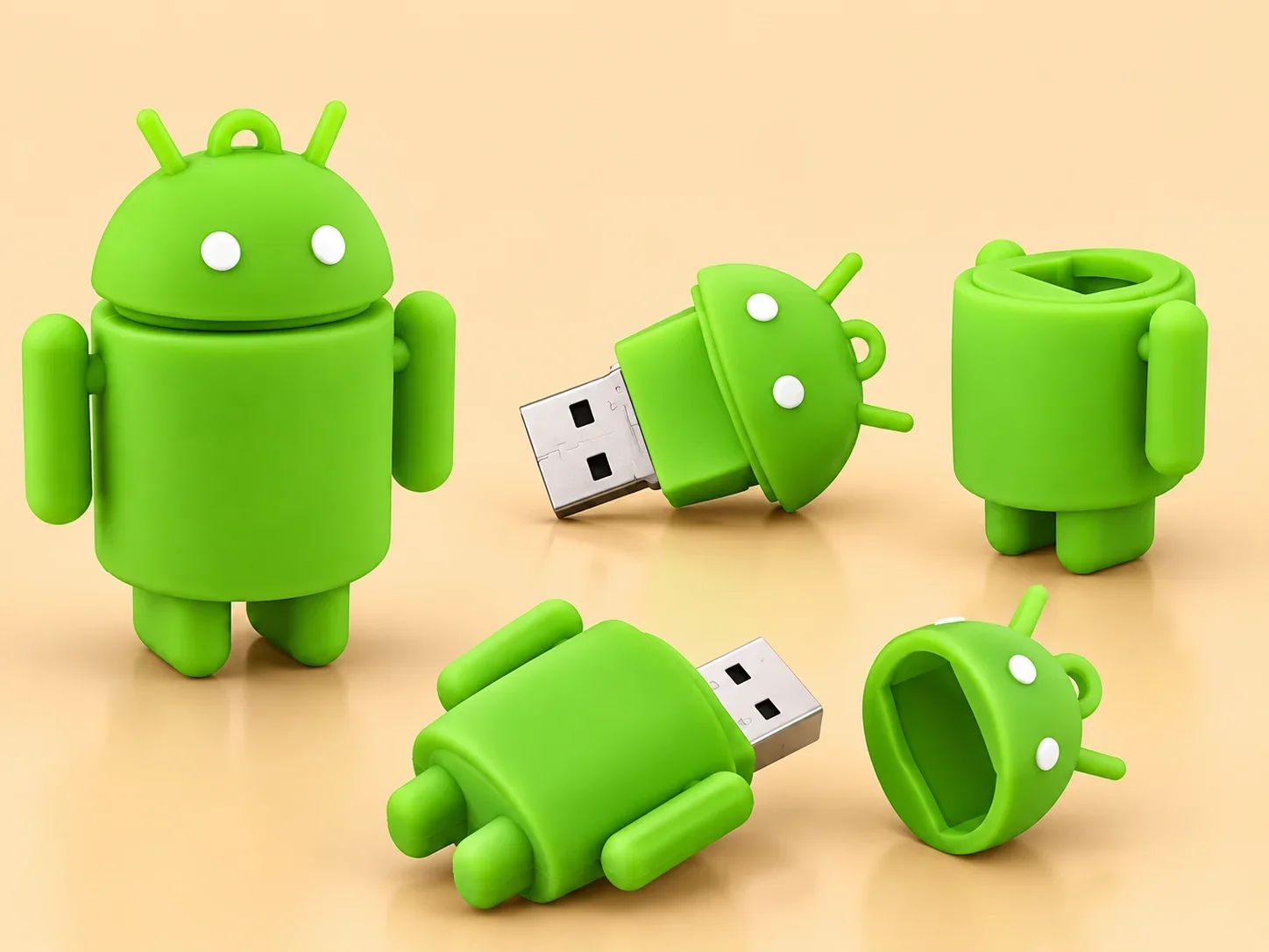 Novelty Green Android Robot Rubber USB Flash Drive