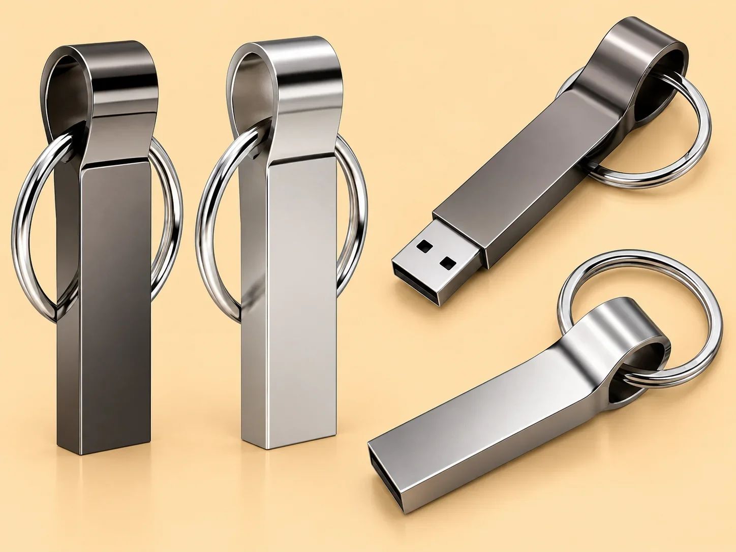 Curved Hook Metal USB Flash Drive with Keyring