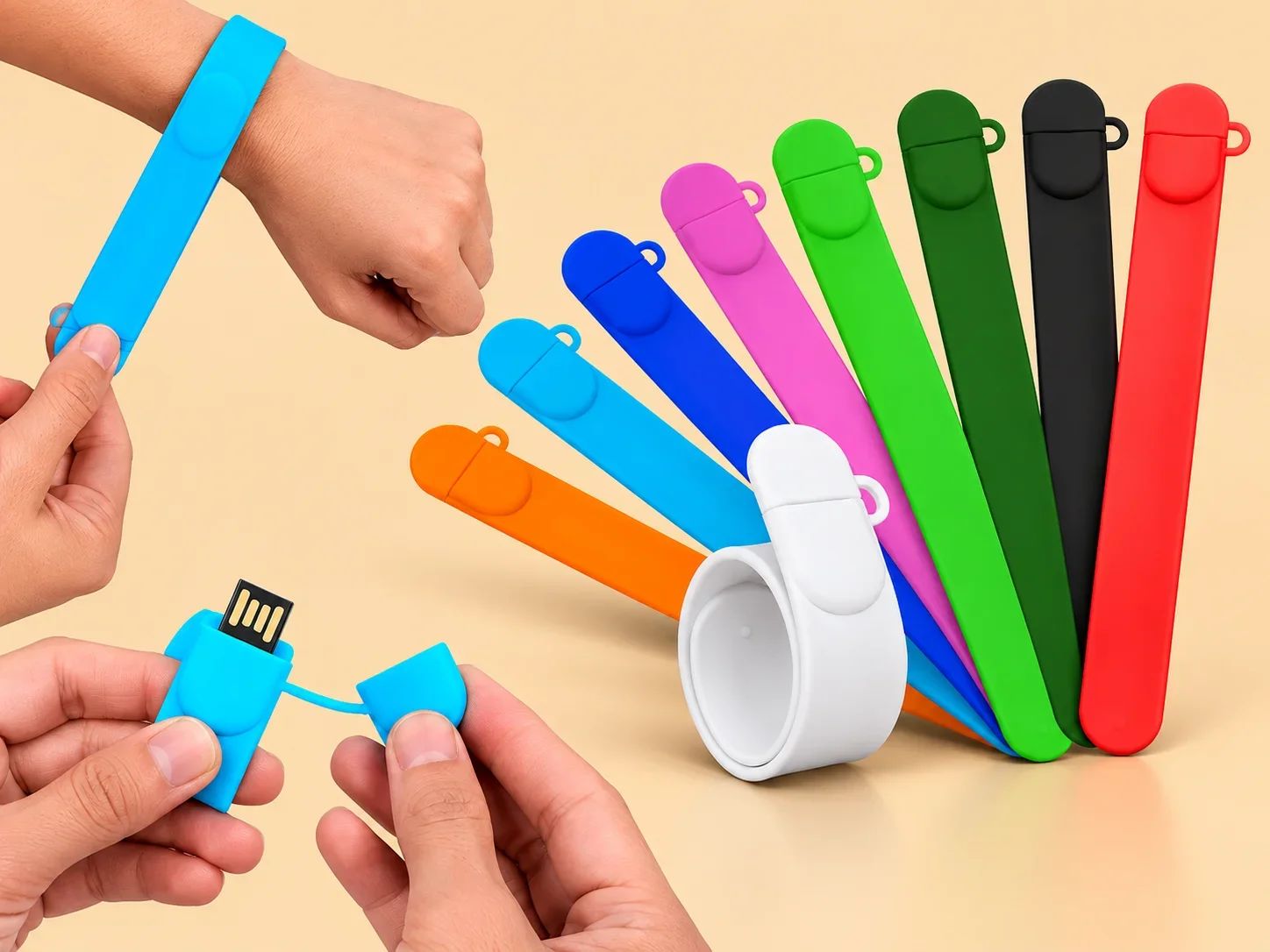 Flexible Silicone Slap Bracelet USB Flash Drive
