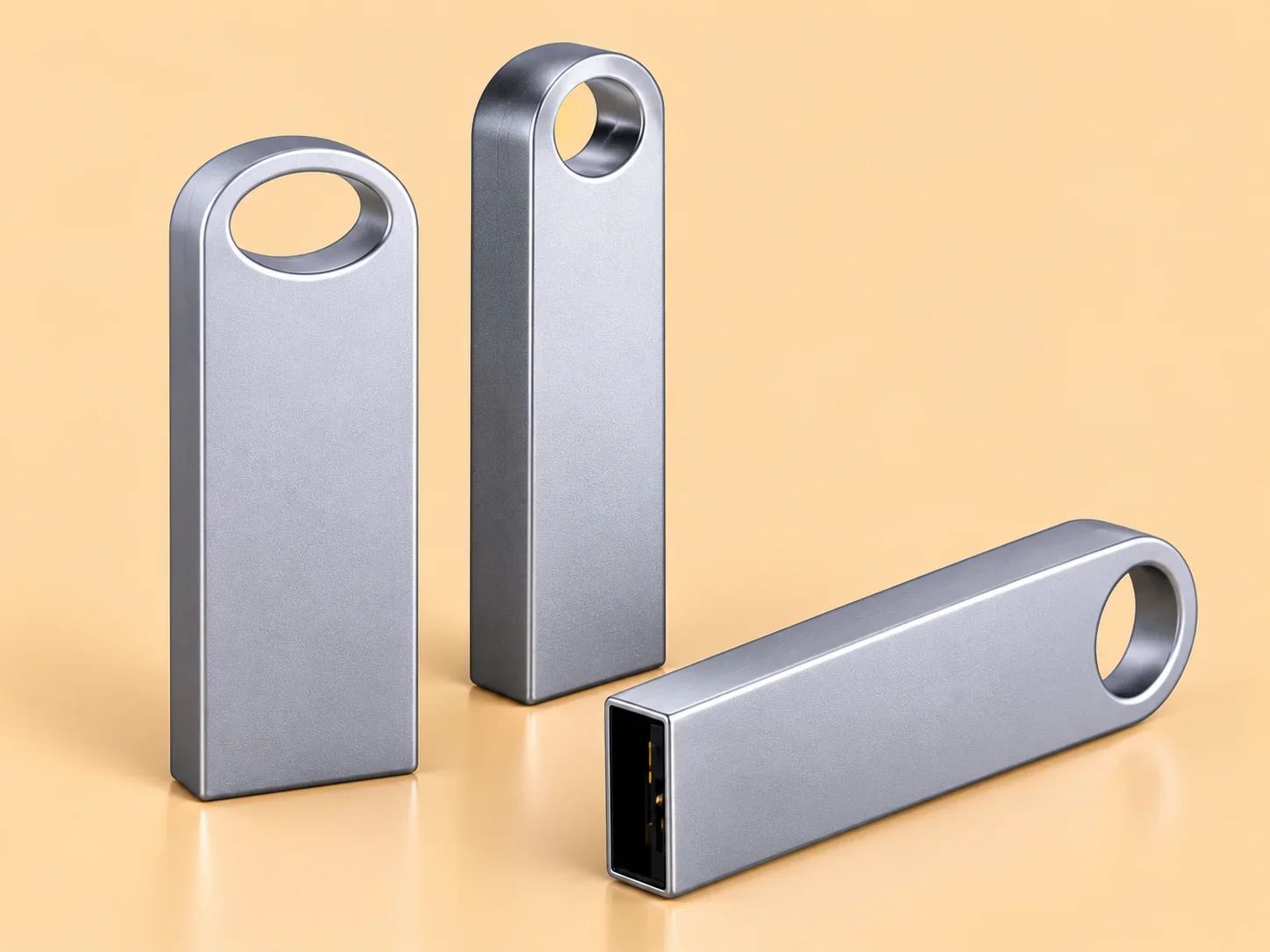Rounded Head Matte Alloy USB Flash Drive with Oval Keyring Pass Through