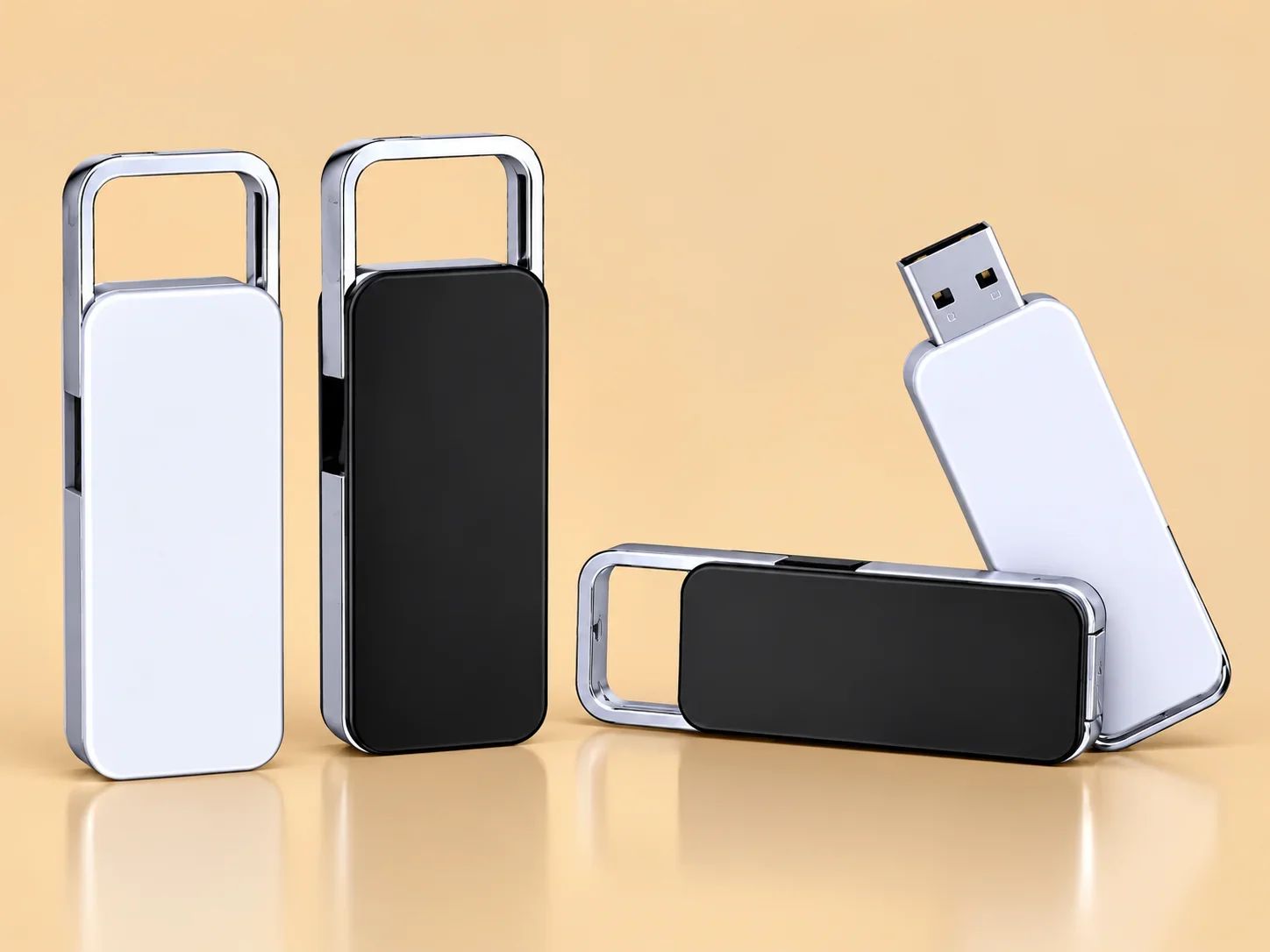 Retractable Dual-Color Metal Frame USB Flash Drive