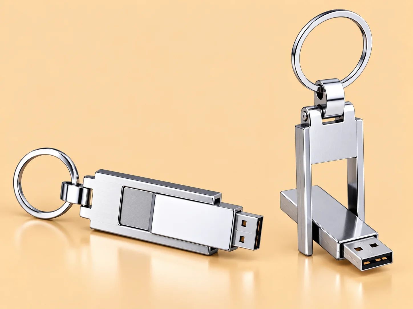 Hinged Frame Swivel Metal Keychain USB Flash Drive