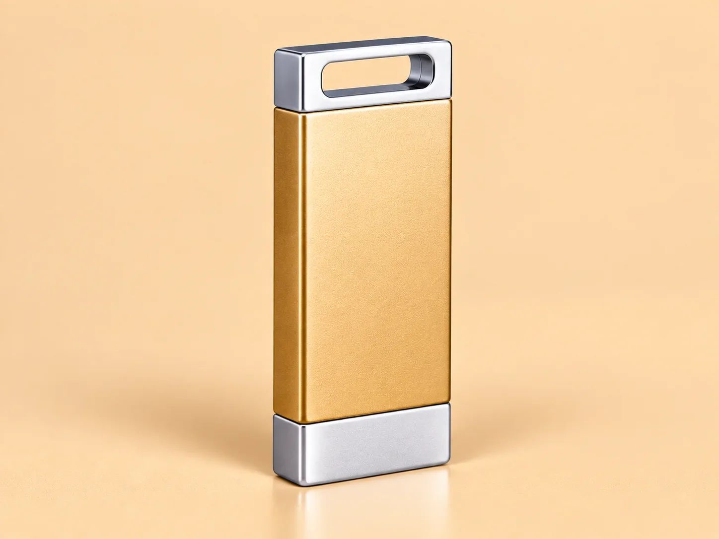 Champagne Gold Metal Capped USB Flash Drive with Silver Trim
