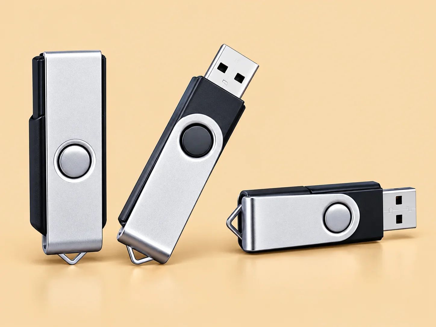 Classic Swivel Swivel USB Flash Drive with Silver Metal Clip