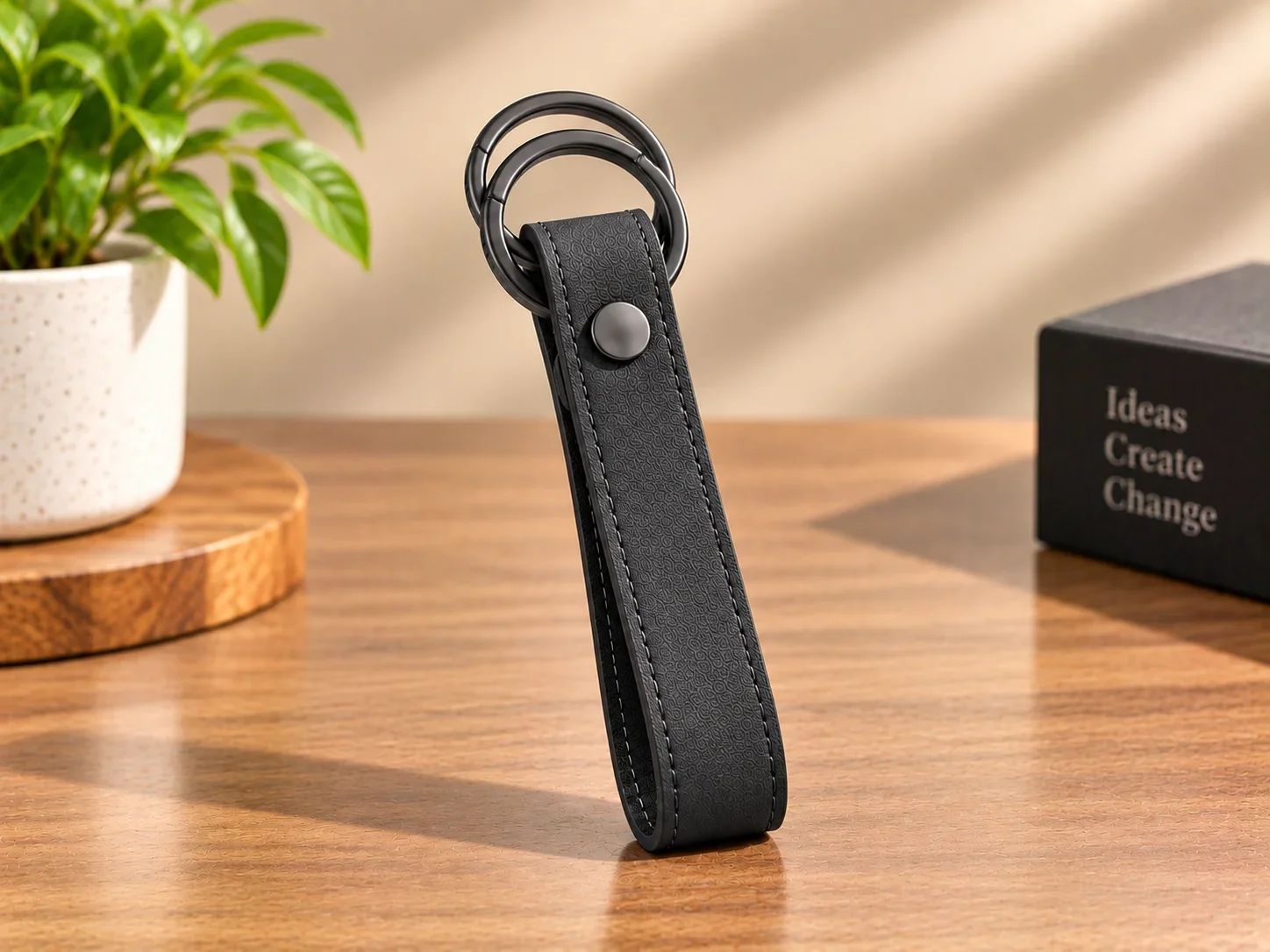 Executive Faux-Leather Strap USB Flash Drive with Dual Keyrings