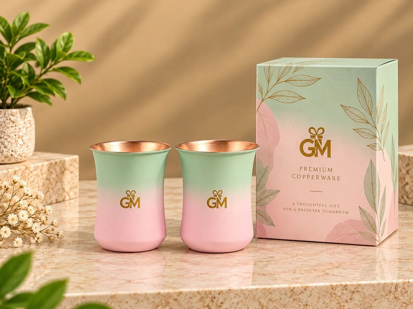 Pure Copper Classic Drinking Glass Set