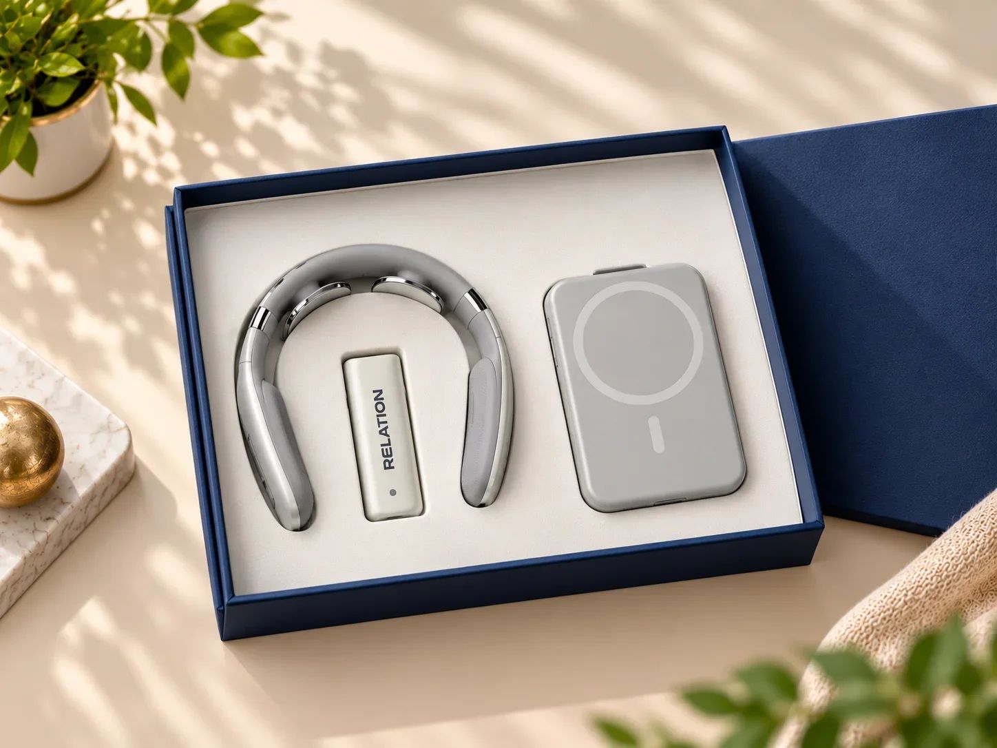 Smart Neck Massager, Power Bank & Wireless Presenter Gift Set