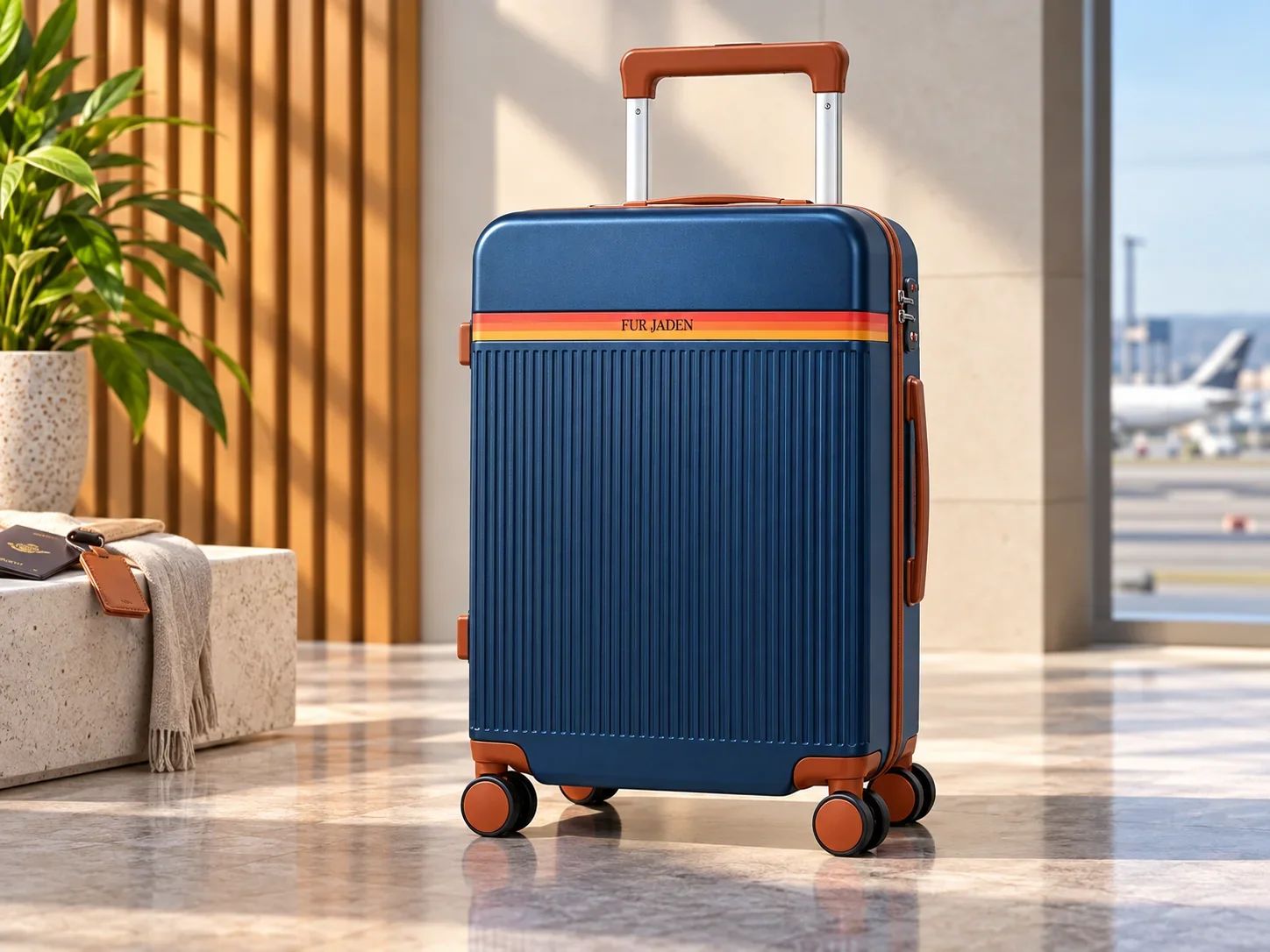 Fur Jaden Retro Stripe Polycarbonate Hard-Sided Trolley Bag